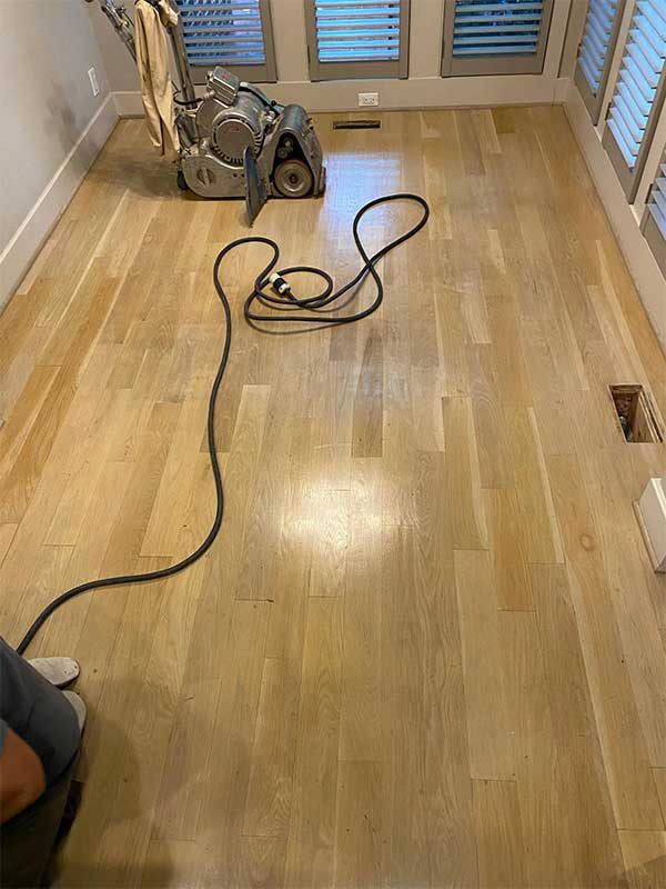 Dustless sanding of a hardwood floor in Bethesda, MD