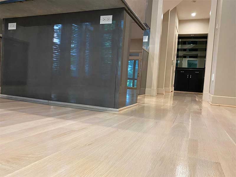Light whitewashed hardwood floor refinished in a Bethesda, Maryland home