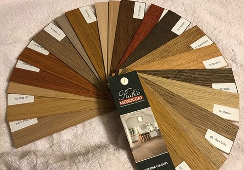 Rubio Monocoat hardwood floor color samples fan deck